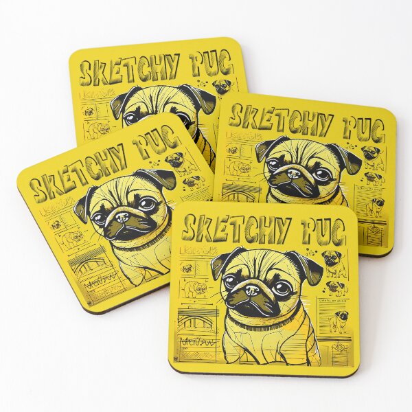 Item preview, Pug Sketchbook 2 YELLOW designed and sold by RedBluffTraders.