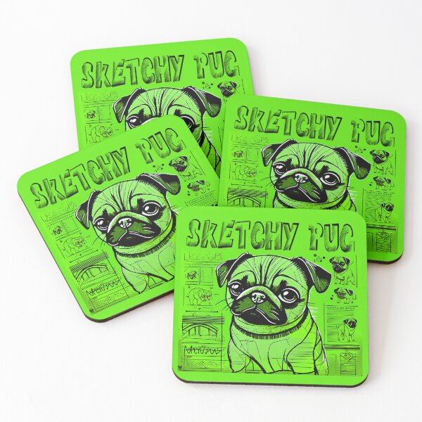 Item preview, Pug Sketchbook 2 GREEN designed and sold by RedBluffTraders.