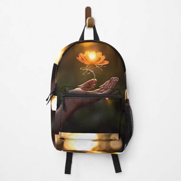 Item preview, Captivating flower growing out of hand in romantic sunset light in the style of delicate fantasy worlds and fairy tales designed and sold by AI-Only Creations.