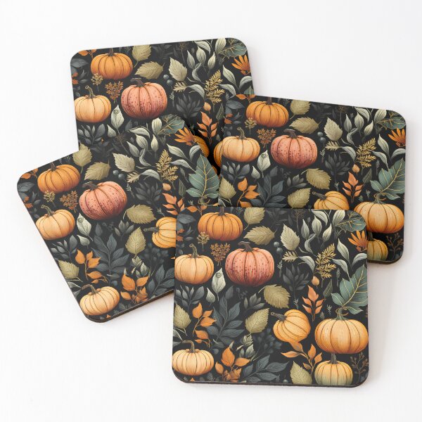 Item preview, Pumpkins on black background seamless pattern designed and sold by Lil-Satu.