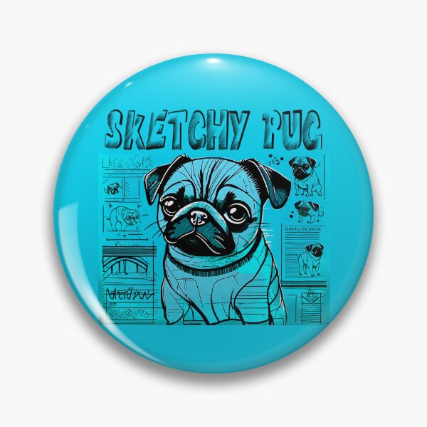 Item preview, Pug Sketchbook 2 BLUE designed and sold by RedBluffTraders.