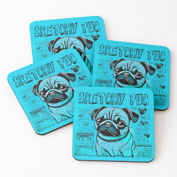 Item preview, Pug Sketchbook 2 BLUE designed and sold by RedBluffTraders.