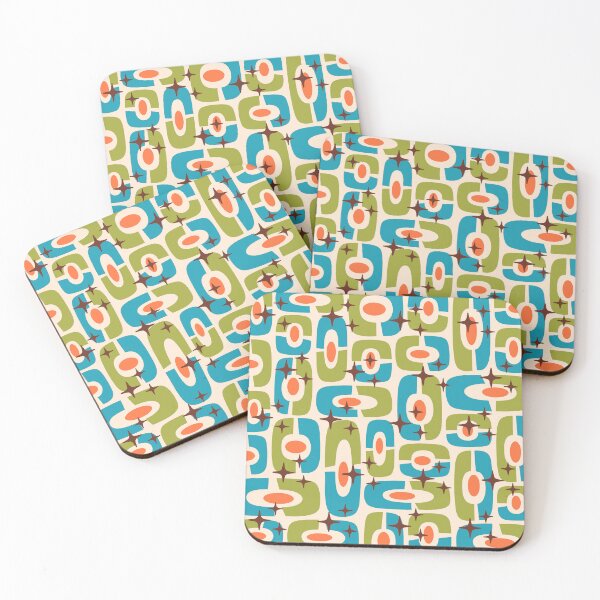 Item preview, Mid Century Modern Atomic Age Pattern 530 Mid Mod Orange Blue and Olive Green designed and sold by tonymagnerart.