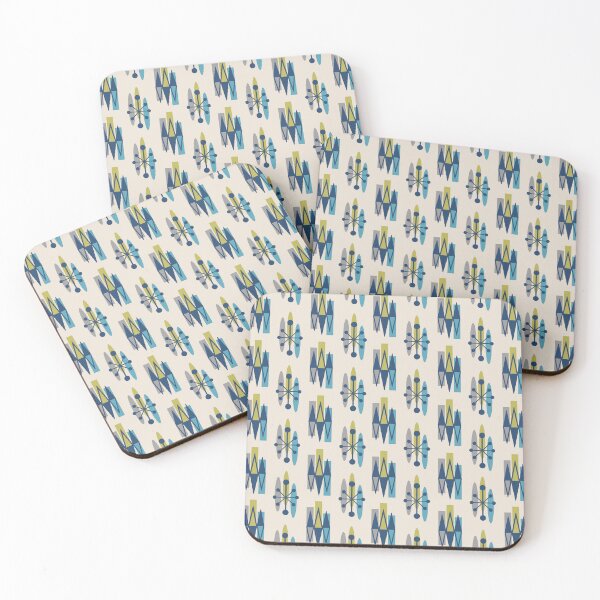 Item preview, Mid Century Modern Googie Starburst Pattern 121 Mid Mod Blue Gray and Green designed and sold by tonymagnerart.