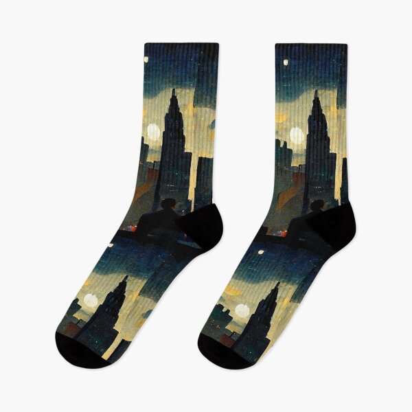 Item preview, Cloudy Nighthawks City (Edward Hopper Inspired Artwork) designed and sold by ZGigerBarker.