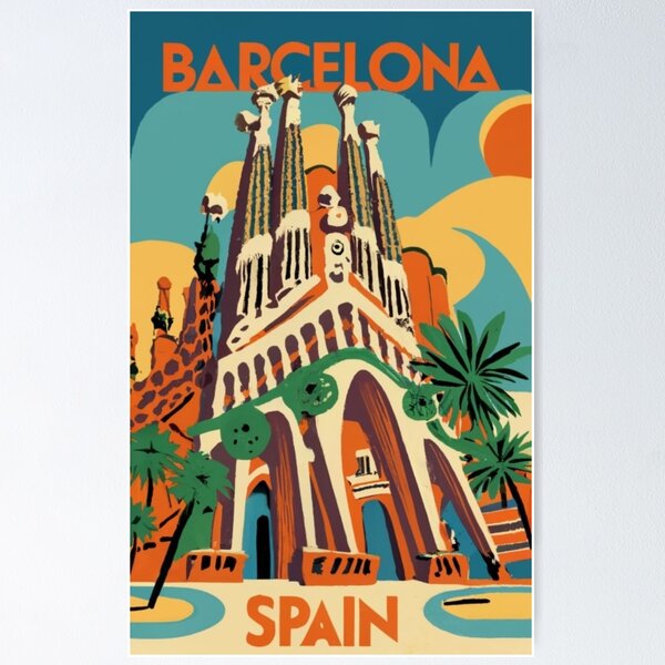 Vista previa del artículo con la obra «Un arte de viaje vintage de Barcelona - España», diseñado y vendido por GoodOldVintage.