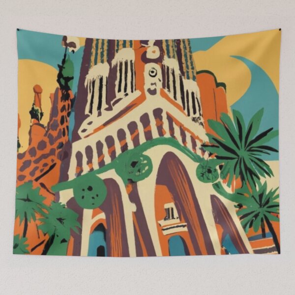 Item preview, A Vintage Travel Art of Barcelona - Spain  designed and sold by GoodOldVintage.