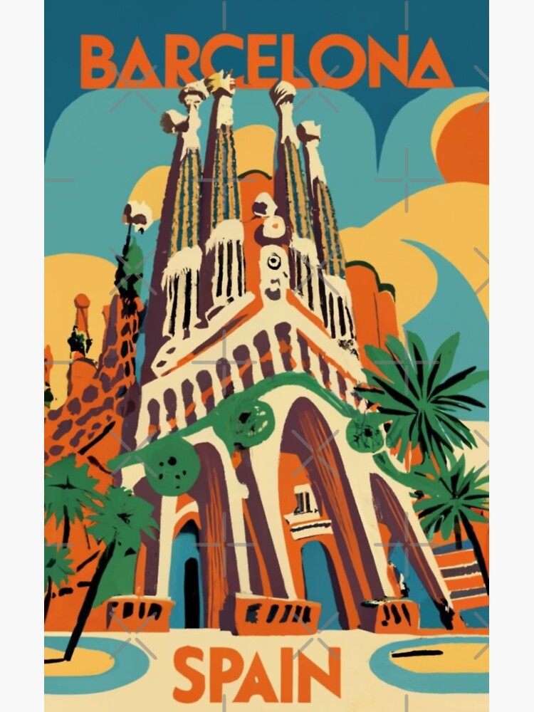 A Vintage Travel Art of Barcelona - Spain  Sticker