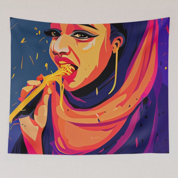 Item preview, Girl eating spaghetti designed and sold by GGardenStudio.