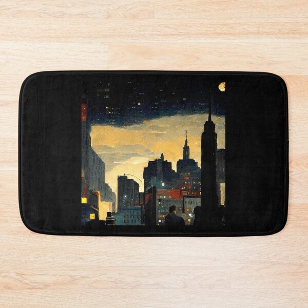 Item preview, Man Looking Over Nighthawks City (Edward Hopper Inspired Artwork) designed and sold by ZGigerBarker.