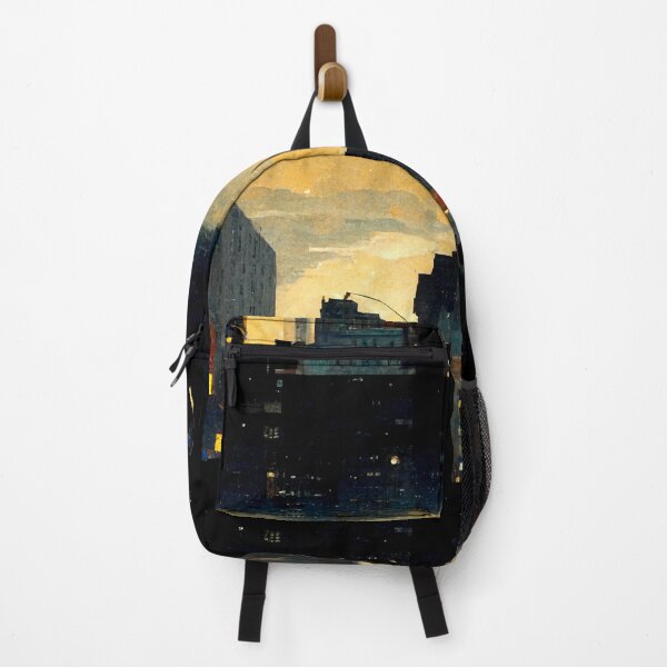 Item preview, Man Looking Over Nighthawks City (Edward Hopper Inspired Artwork) designed and sold by ZGigerBarker.