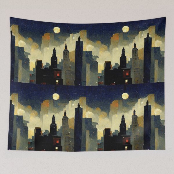 Item preview, Mist and Clouds Over Nighthawks City (Edward Hopper Inspired Artwork) designed and sold by ZGigerBarker.