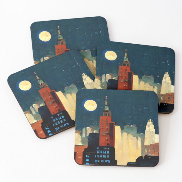 Item preview, Bright Moon Shines Over Nighthawks City (Edward Hopper Inspired Artwork) designed and sold by ZGigerBarker.