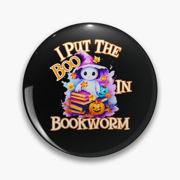 Artikelvorschau, I Put the Boo In Bookworm – Niedlicher Halloween-Geist mit Büchern entworfen und verkauft von ClassActCreator.