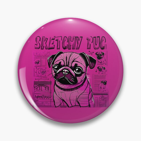 Item preview, Pug Sketchbook 2 PINK designed and sold by RedBluffTraders.