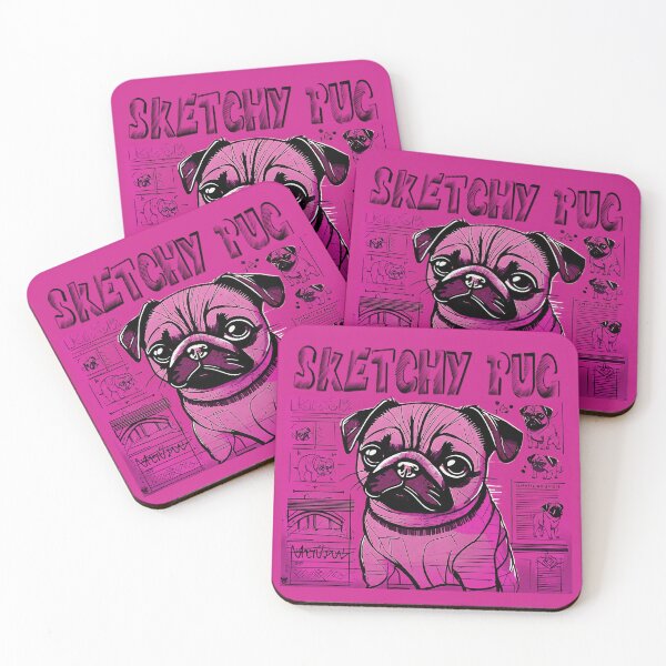 Item preview, Pug Sketchbook 2 PINK designed and sold by RedBluffTraders.