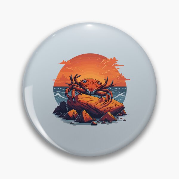 Item preview, Red Crab On a Beach Rock at The Summer Sunset  designed and sold by davidbomel-Art.