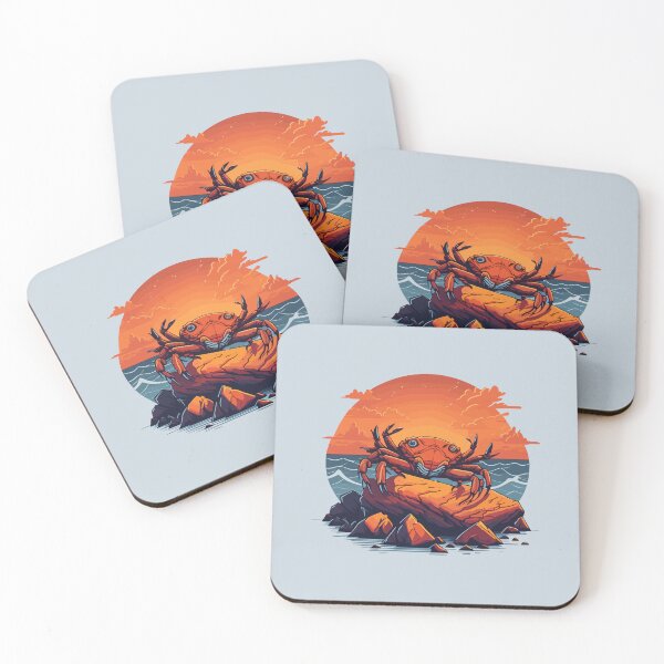 Item preview, Red Crab On a Beach Rock at The Summer Sunset  designed and sold by davidbomel-Art.