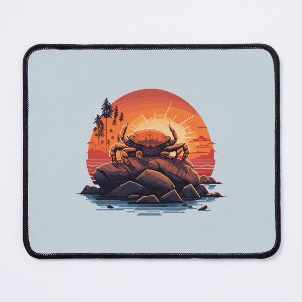Item preview, Red Crab On a Beach Rock at The Summer Sunset designed and sold by davidbomel-Art.