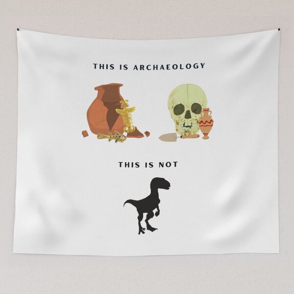 Item preview, This is Archaeology (skull, trowel, ancient ceramics, gold pieces) - This is not (dinosaur) designed and sold by Carola-art.