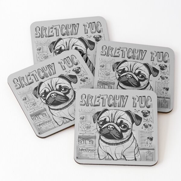 Item preview, Pug Sketchbook 2 GRAYSCALE designed and sold by RedBluffTraders.