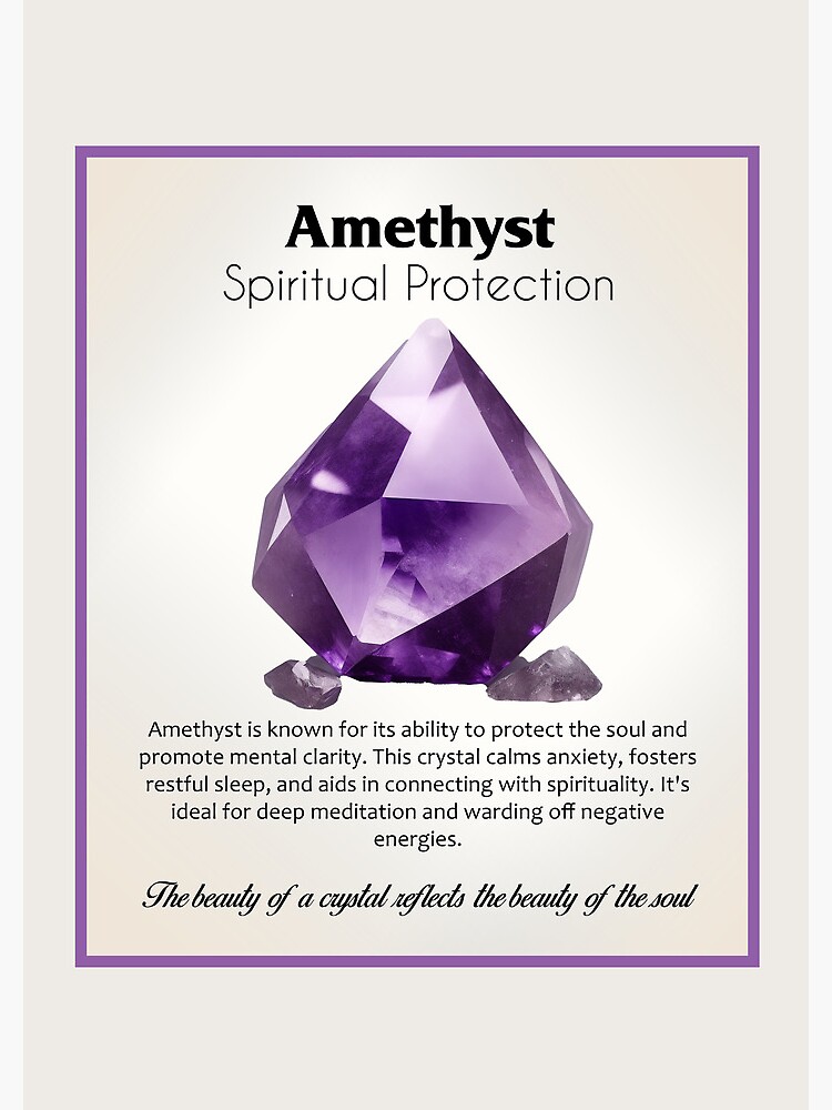 amethyst-crystals-meaning-cards-healing-stones-illustration-journal-for-sale-by-digitalemporio-redbubble for Free Printable Gemstone Meaning Cards Amethyst Crystals meaning cards - healing stones illustration