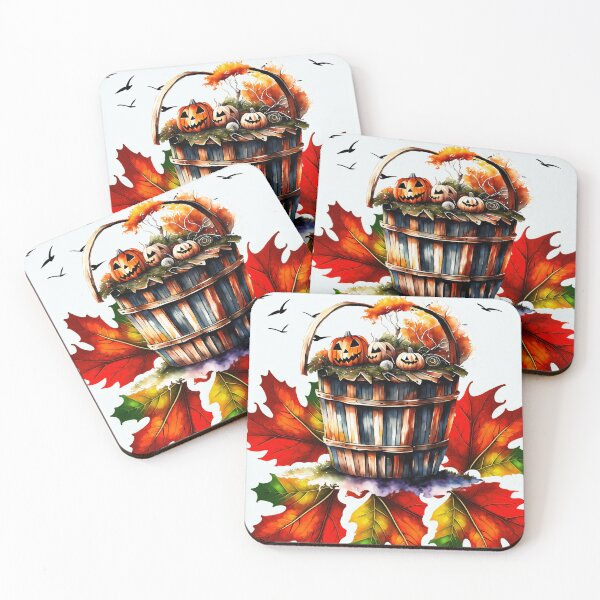 Item preview, Happy pumpkins with autumn leaves designed and sold by NataAtelierArt.