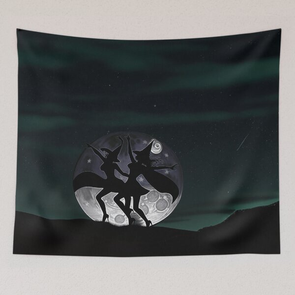 Item preview, Two Witches Dancing Green Sky designed and sold by designs-by-ann.