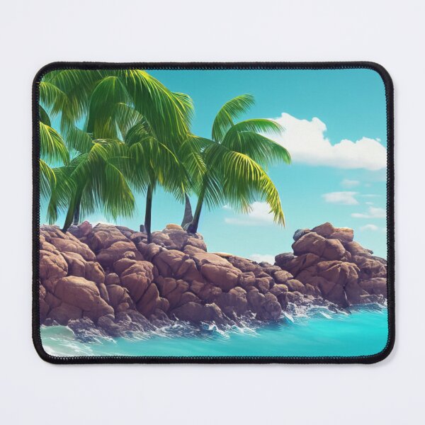 Item preview, Blue rocky beach with palm trees designed and sold by GGardenStudio.