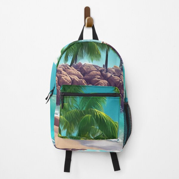 Item preview, Blue rocky beach with palm trees designed and sold by GGardenStudio.
