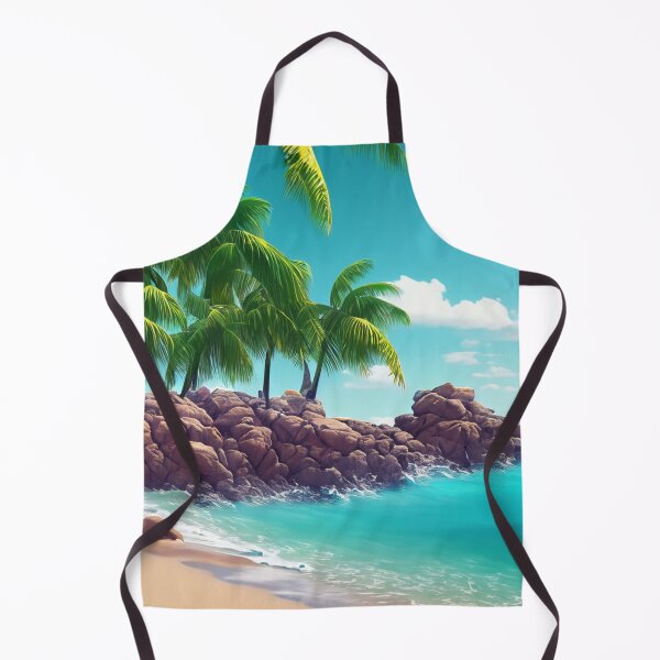 Item preview, Blue rocky beach with palm trees designed and sold by GGardenStudio.