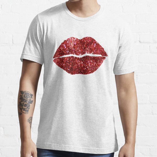 Red Glitter Lips T Shirt For Sale By Myheadisaprison Redbubble Lips T Shirts Kiss T