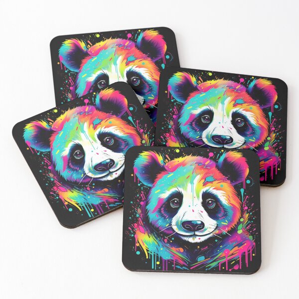 Item preview, Colorful Neon Panda bear digital art print designed and sold by dcrc.
