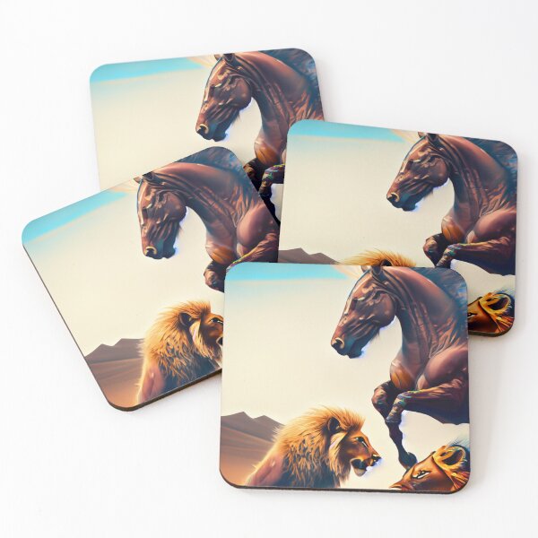 Item preview, Horse and lion in the desert designed and sold by GGardenStudio.