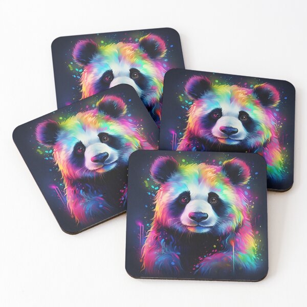 Item preview, colorful neon panda bear digital art print designed and sold by dcrc.