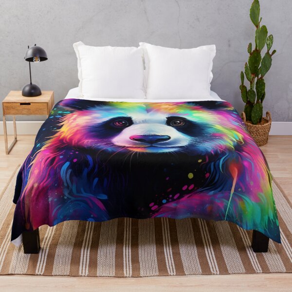 Item preview, colorful neon panda bear digital art print designed and sold by dcrc.