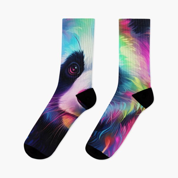 Item preview, colorful neon panda bear digital art print designed and sold by dcrc.