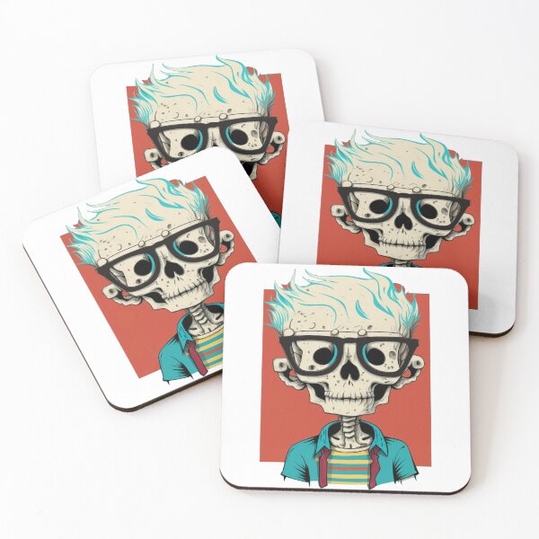 Item preview, Nerdy Skeleton Pop Art Design designed and sold by GrimAndGrind.