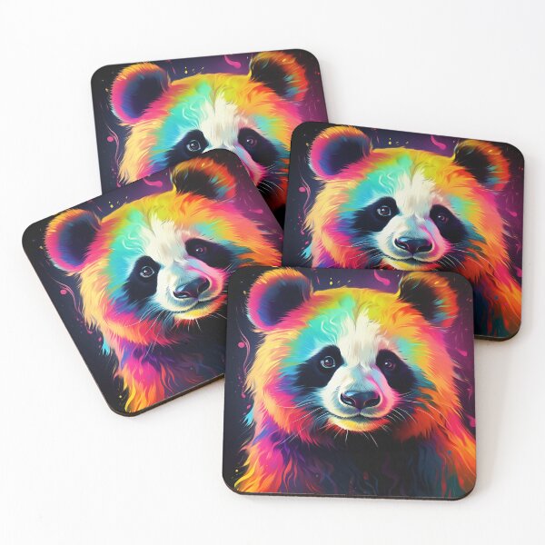 Item preview, colorful neon panda bear digital art print designed and sold by dcrc.