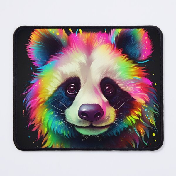 Item preview, colorful neon panda bear digital art print, designed and sold by dcrc.