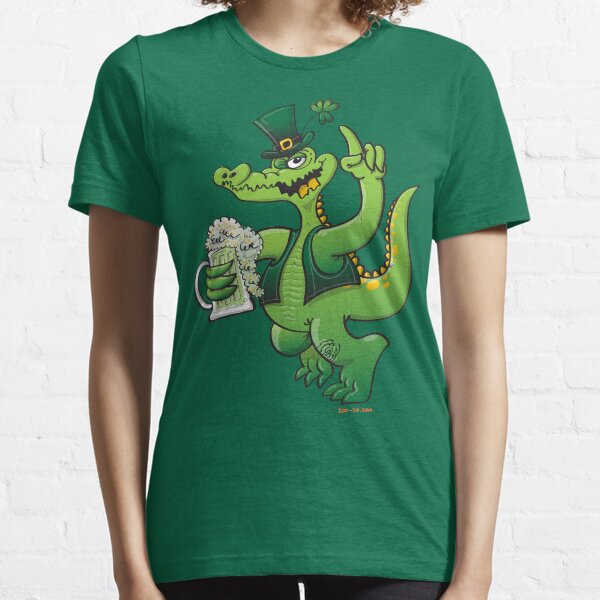 Saint Patrick's Day Crocodile Drinking Beer Essential T-Shirt