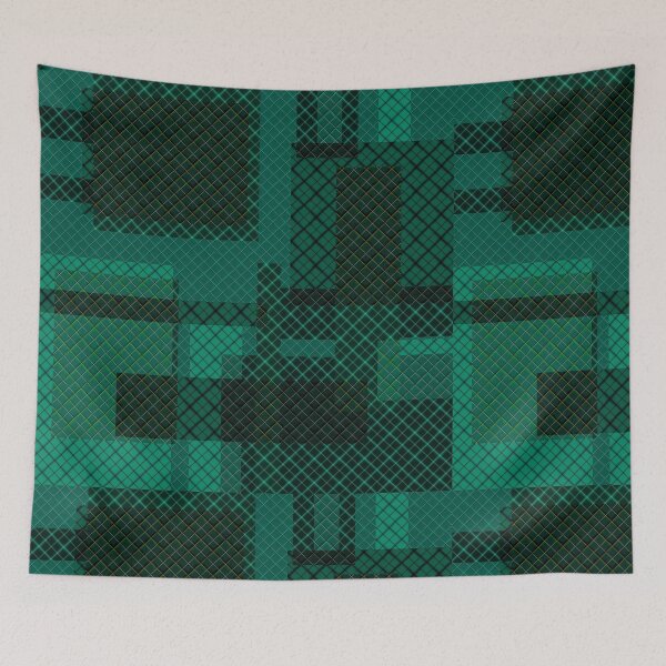 Item preview, Dark turquoise geometric plaid patchwork pattern  #Rustic designed and sold by fuzzyfox.