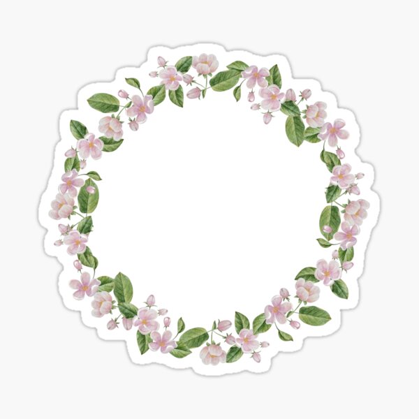 Item preview, Watercolor spring blossom flowers wreath designed and sold by curlyfamily.