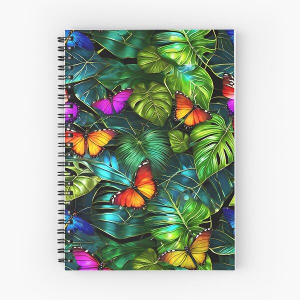 Item preview, Mariposas iridiscentes sobre hojas tropicales designed and sold by BrightC.