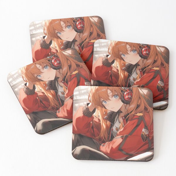 Item preview, Asuka anime Evangelion with headphones designed and sold by Blackd1am00nd98.