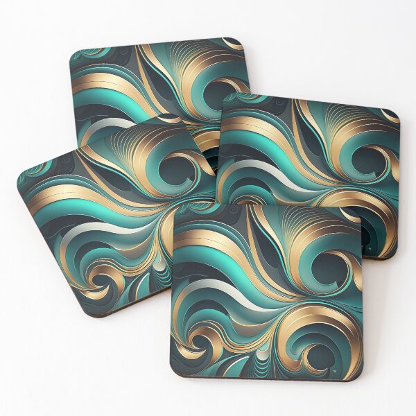 Item preview, Teal Tides: A Radiant Dance of Wavy Lines and Circles designed and sold by PaintbrushPlace.