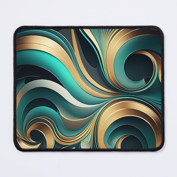 Item preview, Teal Tides: A Radiant Dance of Wavy Lines and Circles designed and sold by PaintbrushPlace.