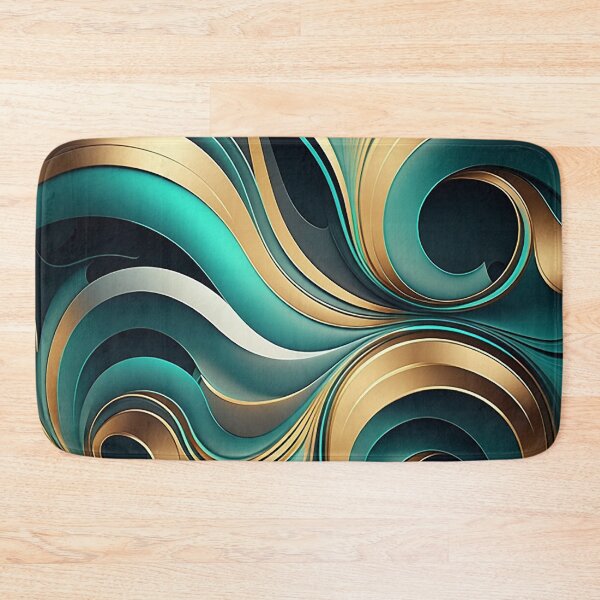 Item preview, Teal Tides: A Radiant Dance of Wavy Lines and Circles designed and sold by PaintbrushPlace.