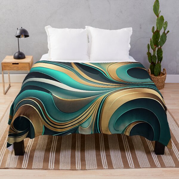 Item preview, Teal Tides: A Radiant Dance of Wavy Lines and Circles designed and sold by PaintbrushPlace.