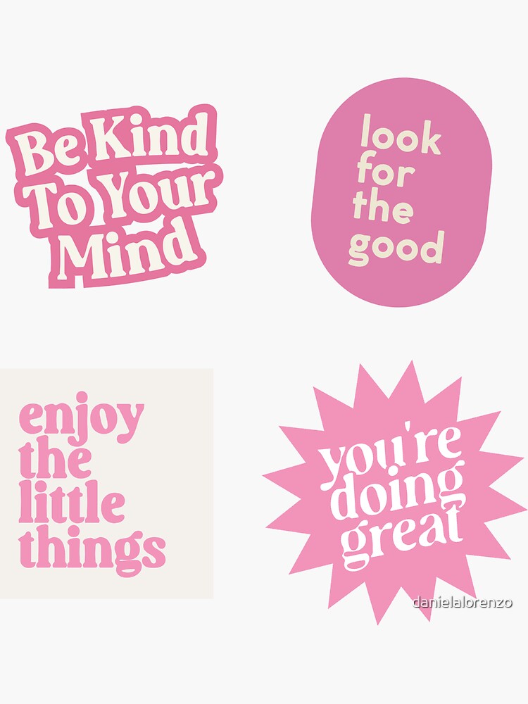 Thumbnail 3 of 3, Sticker, Aesthetic Hot Pink Pastel Stamp Sticker Pack designed and sold by danielalorenzo.
